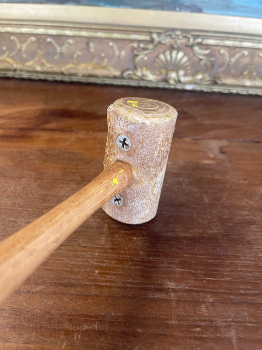 Vintage Rawhide Mallet with Wooden Handle - Mid-20th Century Leatherworking or Jewelry Tool