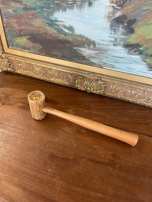 Vintage Rawhide Mallet with Wooden Handle - Mid-20th Century Leatherworking or Jewelry Tool