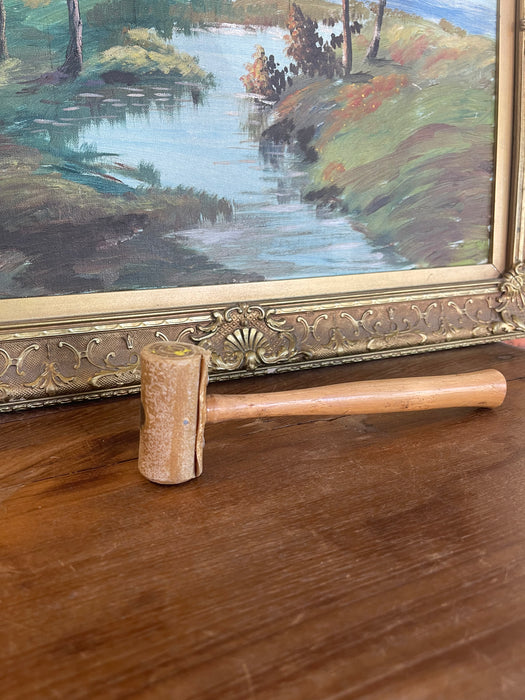 Vintage Rawhide Mallet with Wooden Handle - Mid-20th Century Leatherworking or Jewelry Tool