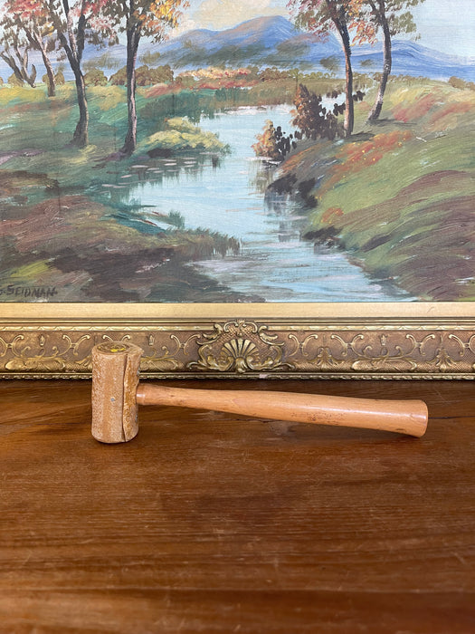 Vintage Rawhide Mallet with Wooden Handle - Mid-20th Century Leatherworking or Jewelry Tool