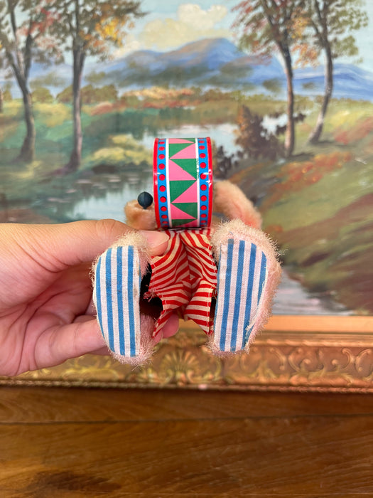 Vintage Wind-Up Bunny Rabbit Toy with Drum and Cymbals, 1950s-1960s.