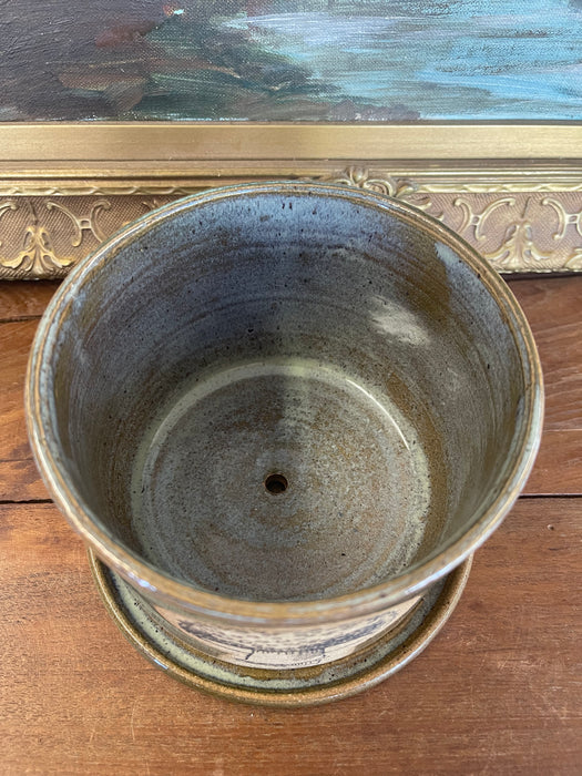 Handmade PNW Wheel-Thrown Signed Planter with Dish