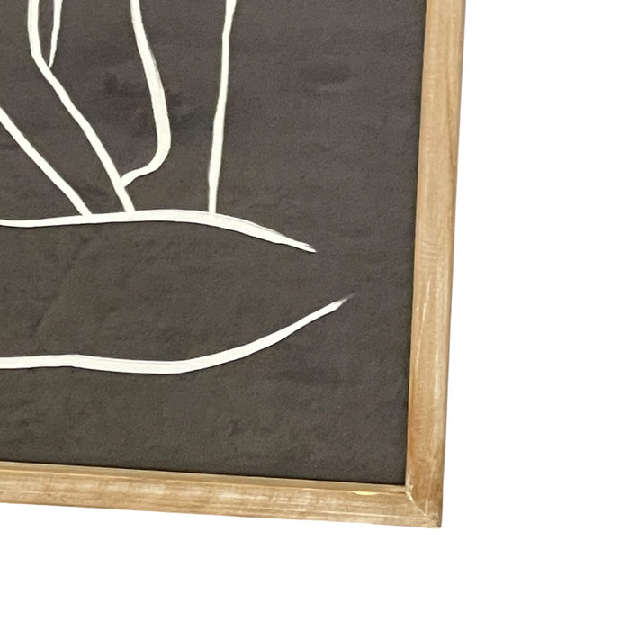Framed Minimalist Abstract White Line Figure Artwork on Black Background