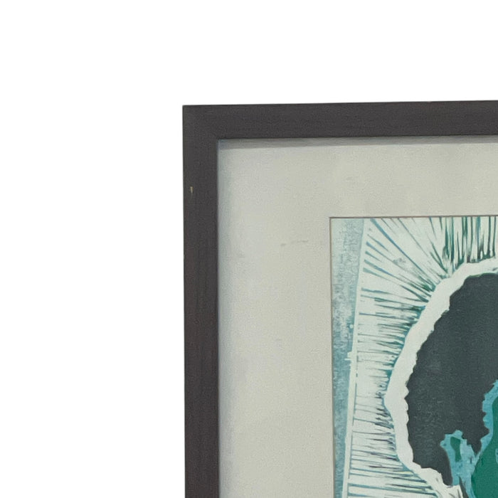 Framed Contemporary Figurative Portrait Print in Blue and Green