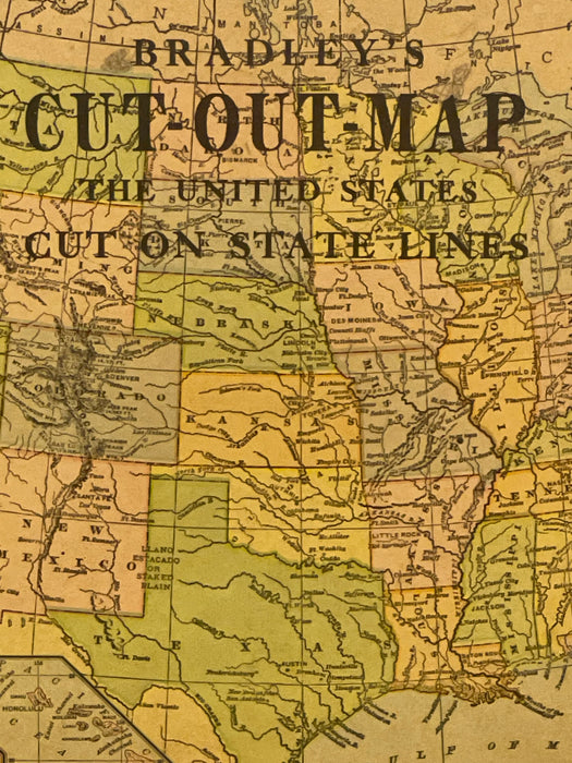 Vintage Milton Bradley's Cut-Out Map of the United States.