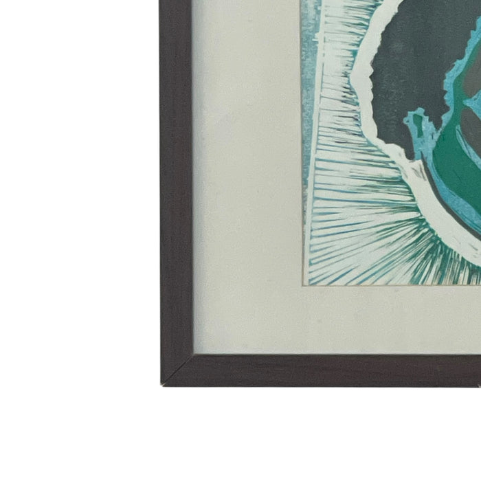 Framed Contemporary Figurative Portrait Print in Blue and Green