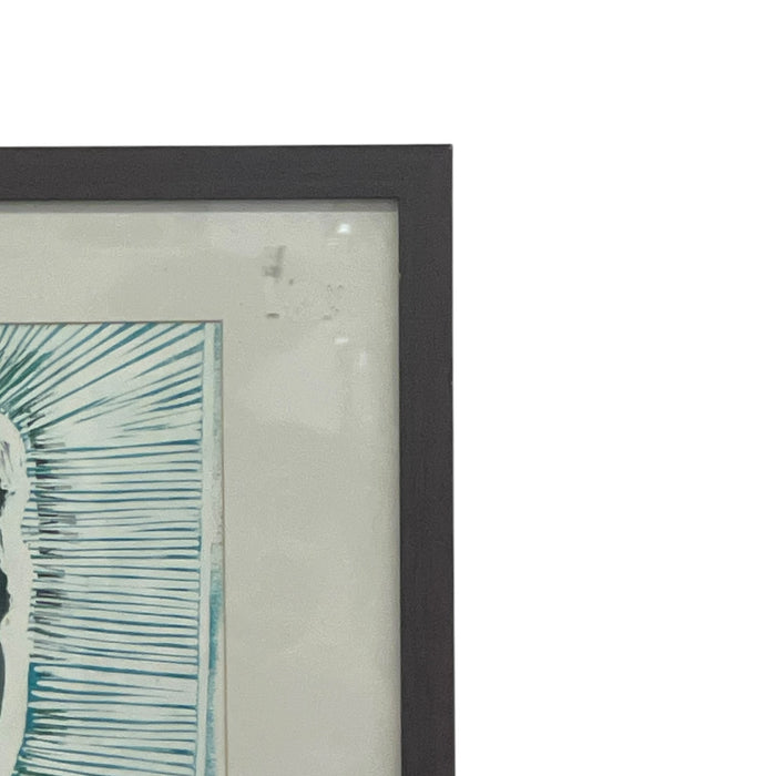 Framed Contemporary Figurative Portrait Print in Blue and Green