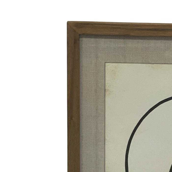 Framed Modernist Abstract Line Drawing Face Portrait with Linen Mat