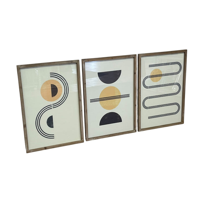 Set of 3 Framed Geometric Abstract Art Prints