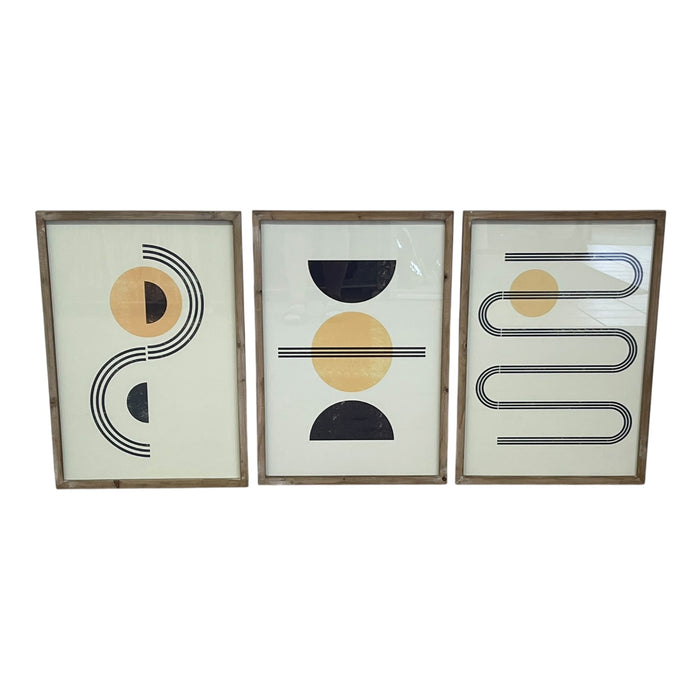 Set of 3 Framed Geometric Abstract Art Prints