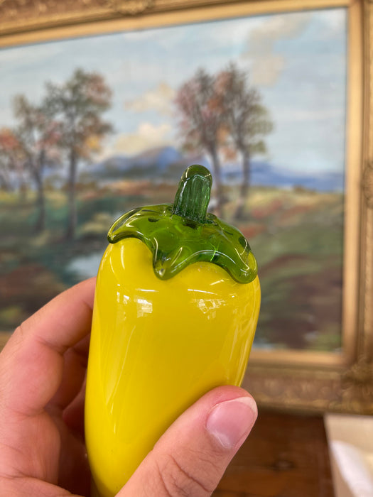 Pair of Vintage Italian Murano Art Glass Yellow Banana Peppers.