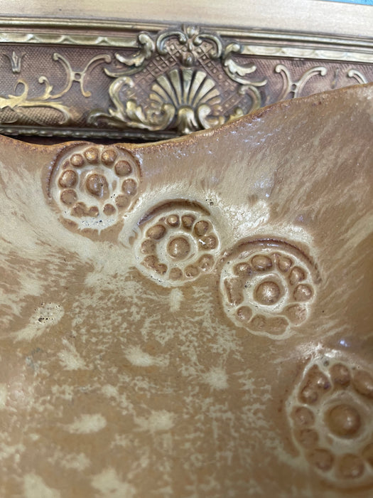 Handmade Studio Pottery Bowl with Organic Curved Form and Textured Impressions.