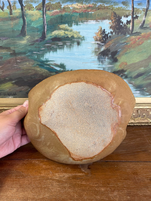 Handmade Studio Pottery Bowl with Organic Curved Form and Textured Impressions.