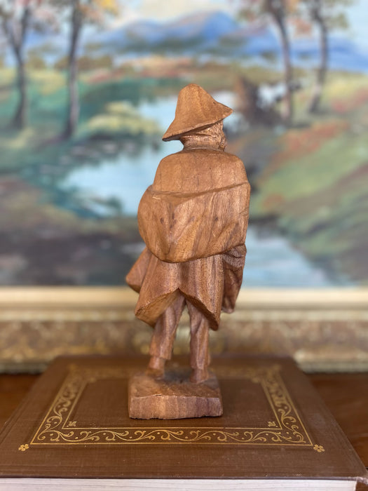 Hand Carved Mid-20th Century Folk Art Wooden Sculpture of Bearded
Traveler