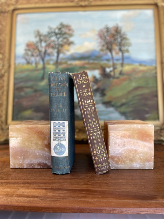 Pair of Mid-Century Italian Peach Onyx Cube Bookends, estimated 1960s-70s
