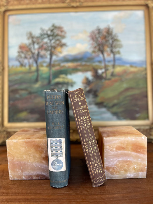 Pair of Mid-Century Italian Peach Onyx Cube Bookends, estimated 1960s-70s