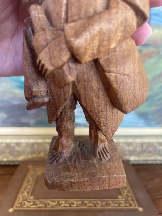 Hand Carved Mid-20th Century Folk Art Wooden Sculpture of Bearded
Traveler