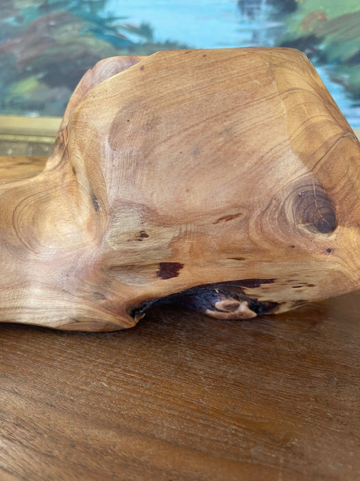 Hand-Carved Live Edge Likely Burl Wood Display Stand or Sculpture Base with Organic Form.