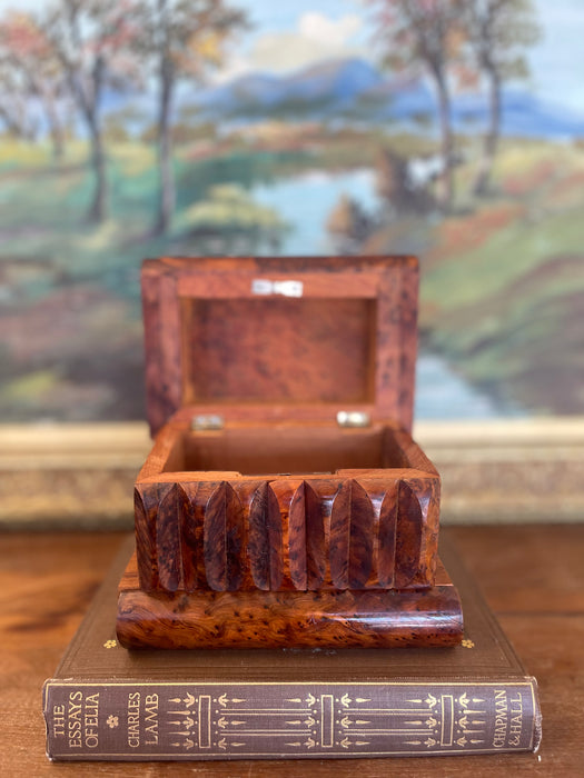 Antique Likely Burl Wood Bookend with Carved Detailing and Hidden Compartment
