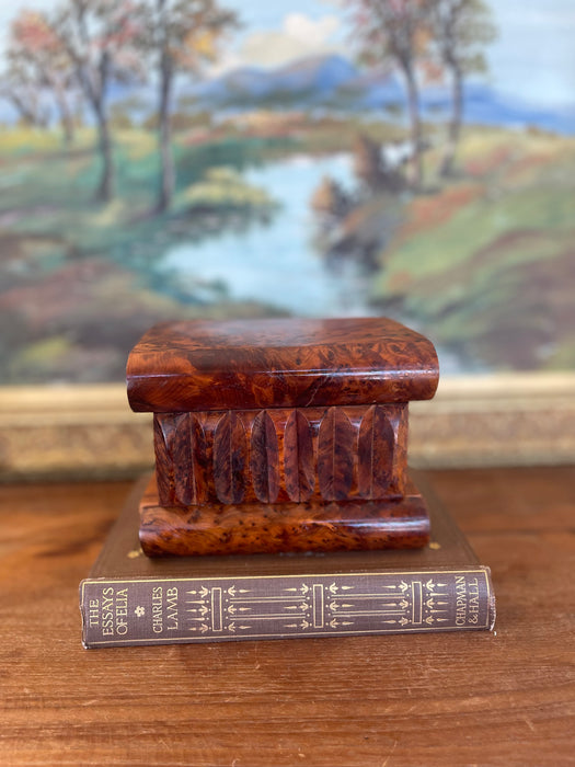 Antique Likely Burl Wood Bookend with Carved Detailing and Hidden Compartment