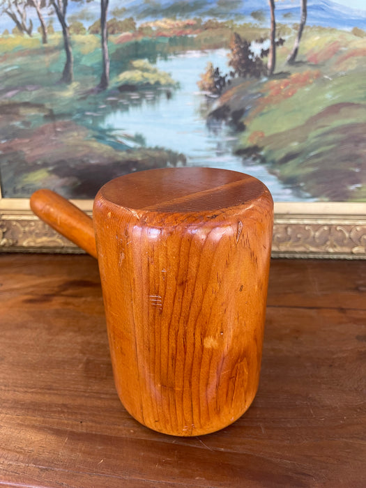 Vintage Hand-Turned Solid Wood Mallet with Smooth Finish.