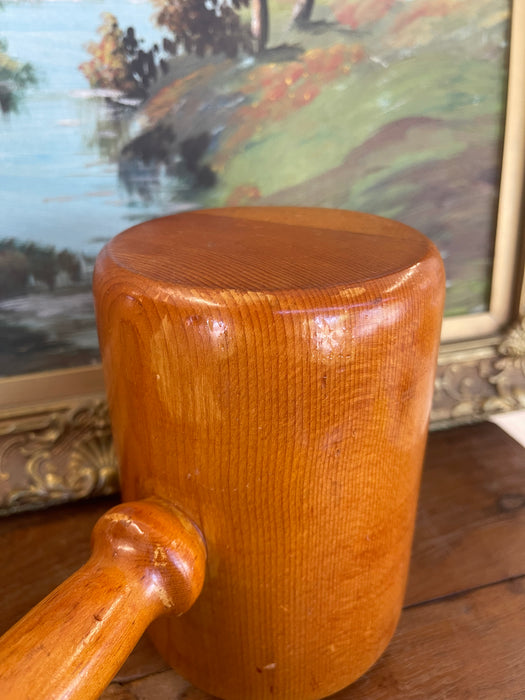 Vintage Hand-Turned Solid Wood Mallet with Smooth Finish.