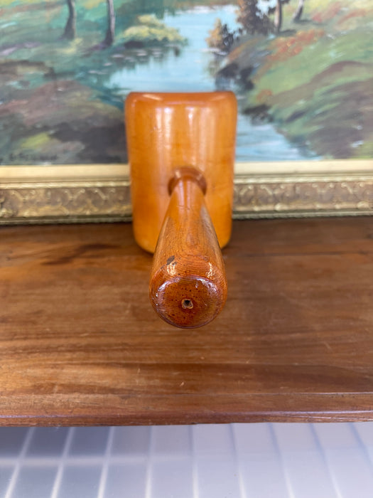 Vintage Hand-Turned Solid Wood Mallet with Smooth Finish.