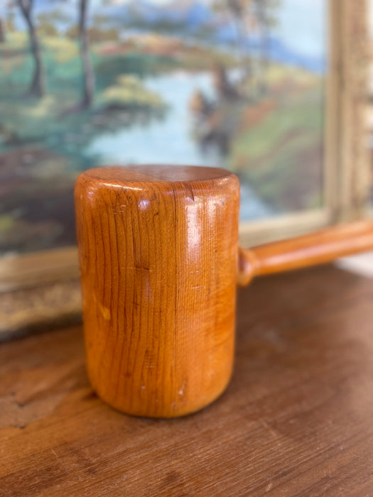 Vintage Hand-Turned Solid Wood Mallet with Smooth Finish.