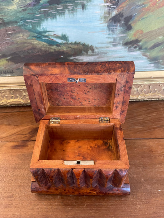 Antique Likely Burl Wood Bookend with Carved Detailing and Hidden Compartment