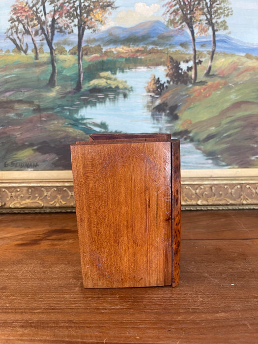Antique Likely Burl Wood Bookend with Carved Detailing and Hidden Compartment
