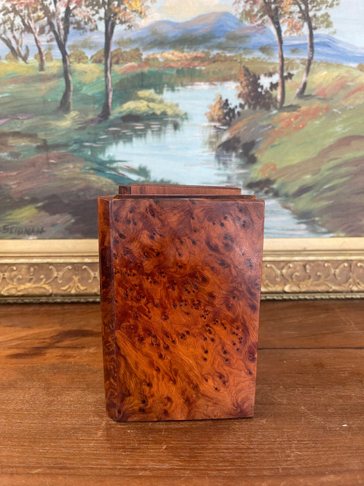 Antique Likely Burl Wood Bookend with Carved Detailing and Hidden Compartment