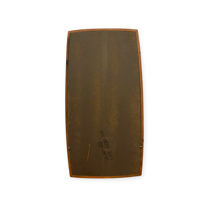 Vintage Mid-Century Modern Solid Wood Barrel-Frame Wall Mirror.