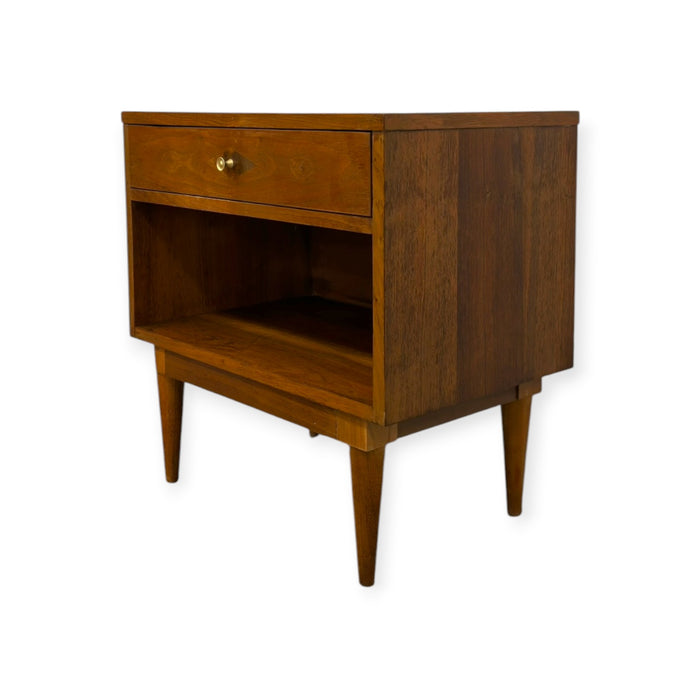 Vintage Mid-Century Modern Walnut Nightstand Dovetailed Drawers.
