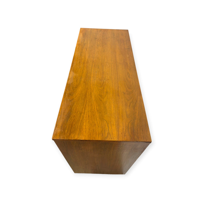 Vintage Mid-Century Modern Highboy Dresser Dovetailed Drawers Brass Finished Pulls.