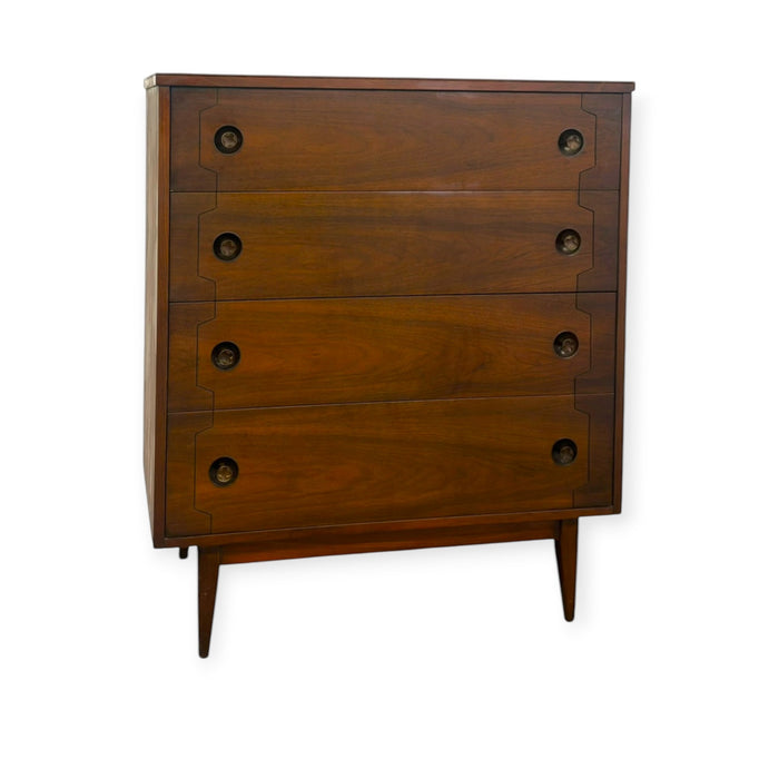 Vintage Mid-Century Modern 4-Drawer Tallboy Dresser Dovetailed Drawers