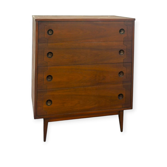 Vintage Mid-Century Modern 4-Drawer Tallboy Dresser Dovetailed Drawers