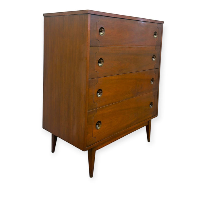 Vintage Mid-Century Modern 4-Drawer Tallboy Dresser Dovetailed Drawers