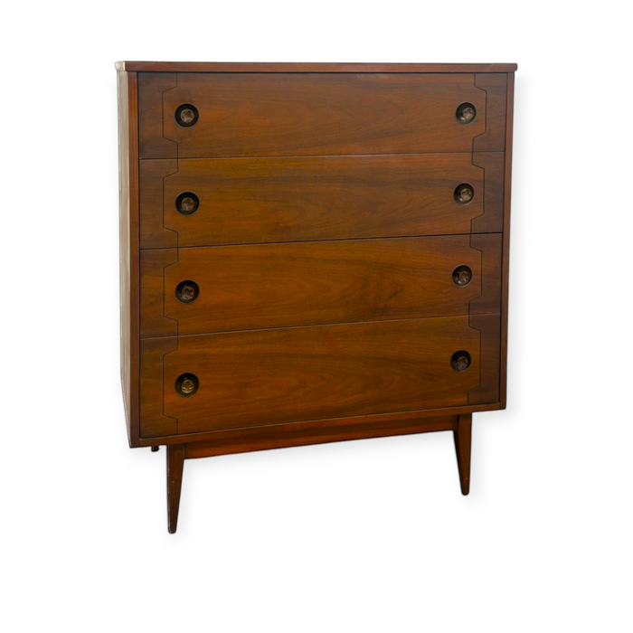Vintage Mid-Century Modern 4-Drawer Tallboy Dresser Dovetailed Drawers