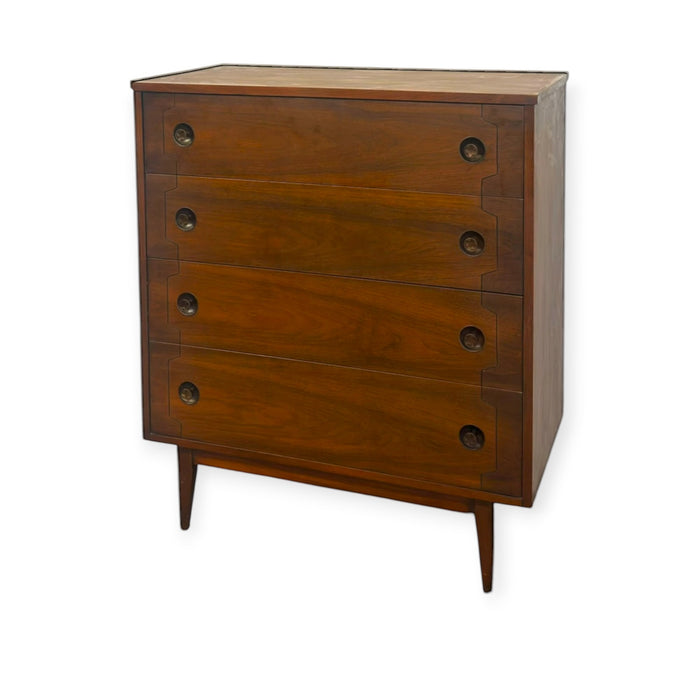 Vintage Mid-Century Modern 4-Drawer Tallboy Dresser Dovetailed Drawers