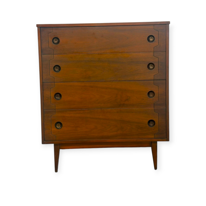 Vintage Mid-Century Modern 4-Drawer Tallboy Dresser Dovetailed Drawers