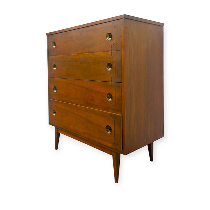 Vintage Mid-Century Modern 4-Drawer Tallboy Dresser Dovetailed Drawers