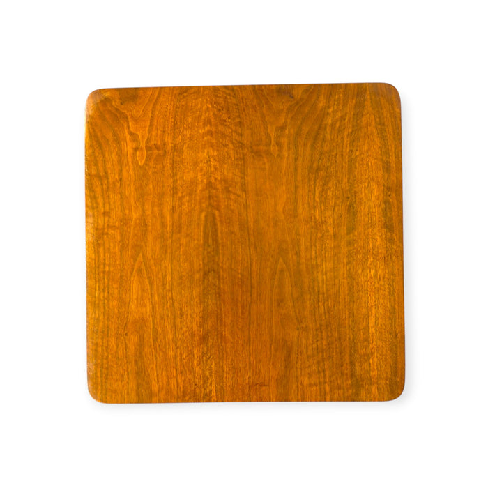 Vintage Mid-Century Modern Square Wooden End Table with Sculptural Base.