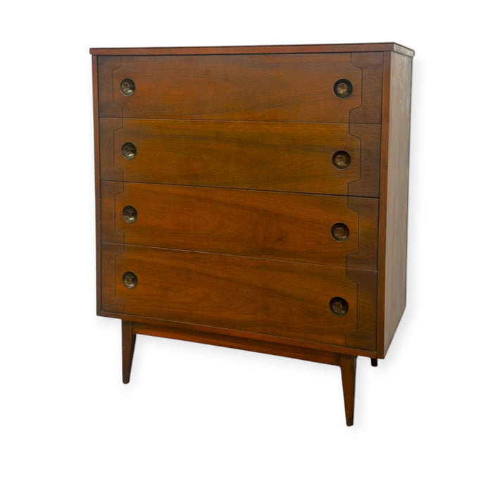 Vintage Mid-Century Modern 4-Drawer Tallboy Dresser Dovetailed Drawers