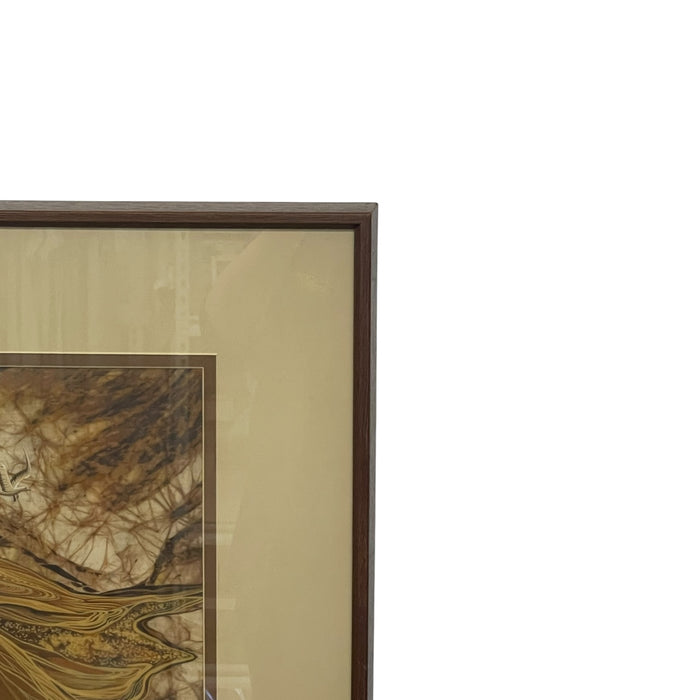 Louise "Lou" Wilson Signed Batik Art Triptych, Framed Nature and Wildlife Landscape.