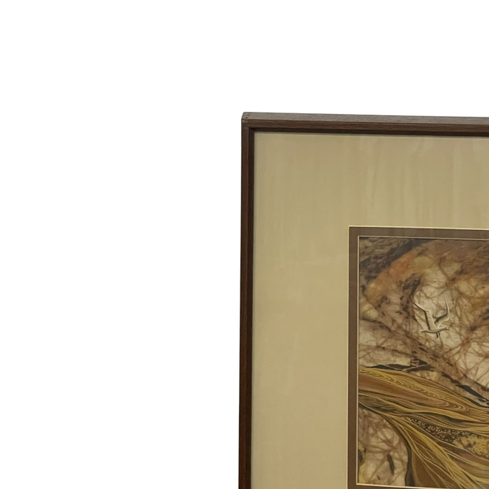 Louise "Lou" Wilson Signed Batik Art Triptych, Framed Nature and Wildlife Landscape.