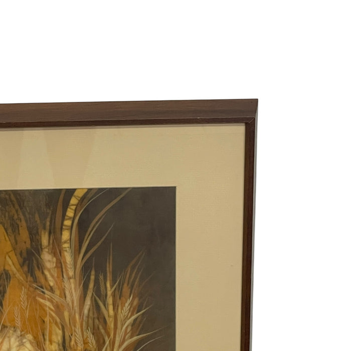 Louise "Lou" Wilson Signed Batik Art of Quail, Framed Wildlife Artwork.