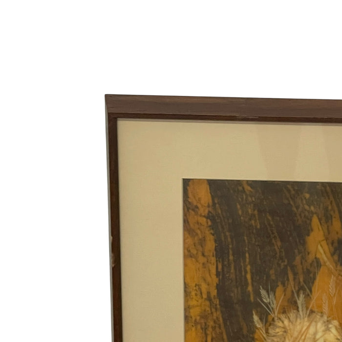 Louise "Lou" Wilson Signed Batik Art of Quail, Framed Wildlife Artwork.