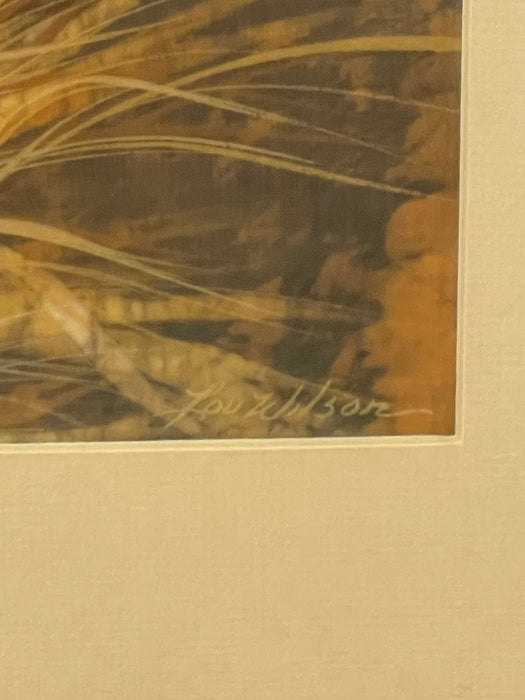 Louise "Lou" Wilson Signed Batik Art of Quail, Framed Wildlife Artwork.