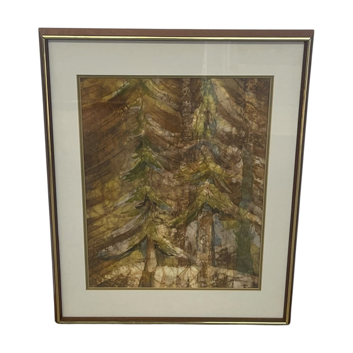 Louise "Lou" Wilson "Forest Deep" Framed Batik Acrylic Forest Artwork