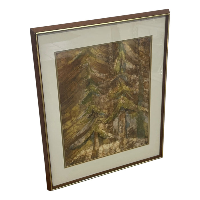 Louise "Lou" Wilson "Forest Deep" Framed Batik Acrylic Forest Artwork